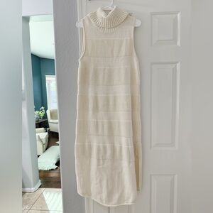 Moth x Anthropologie - Cream Knit Sweater Sleeveless Turtleneck dress Large